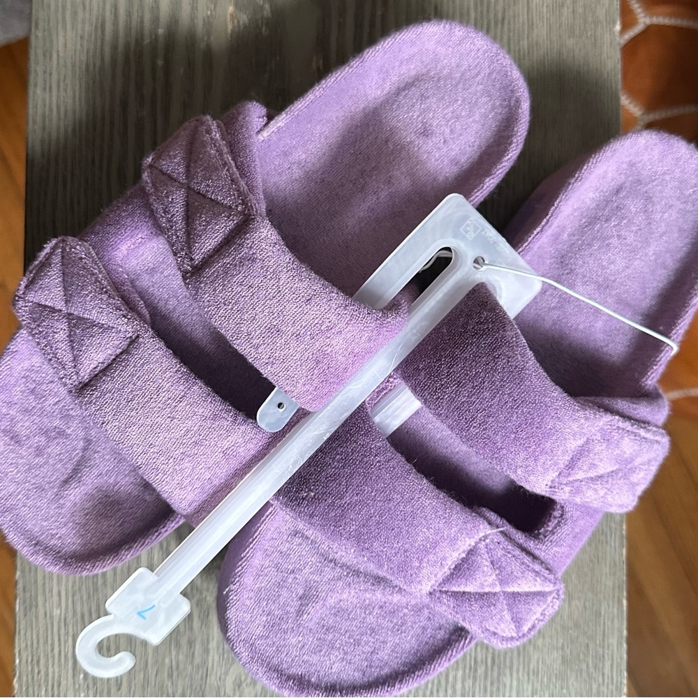 Plush Purple Slide Sandals